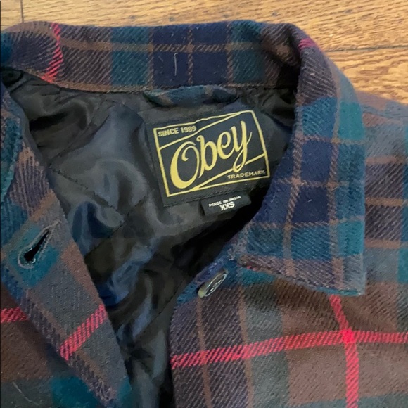 OBEY plaid lightweight coat - Picture 2 of 4